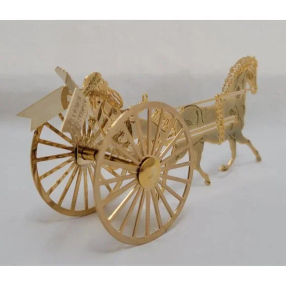 Vintage 1984 Hallmark SANTA SULKY DRIVER Brass Ornament QX436-1 - Picture 5 of 16